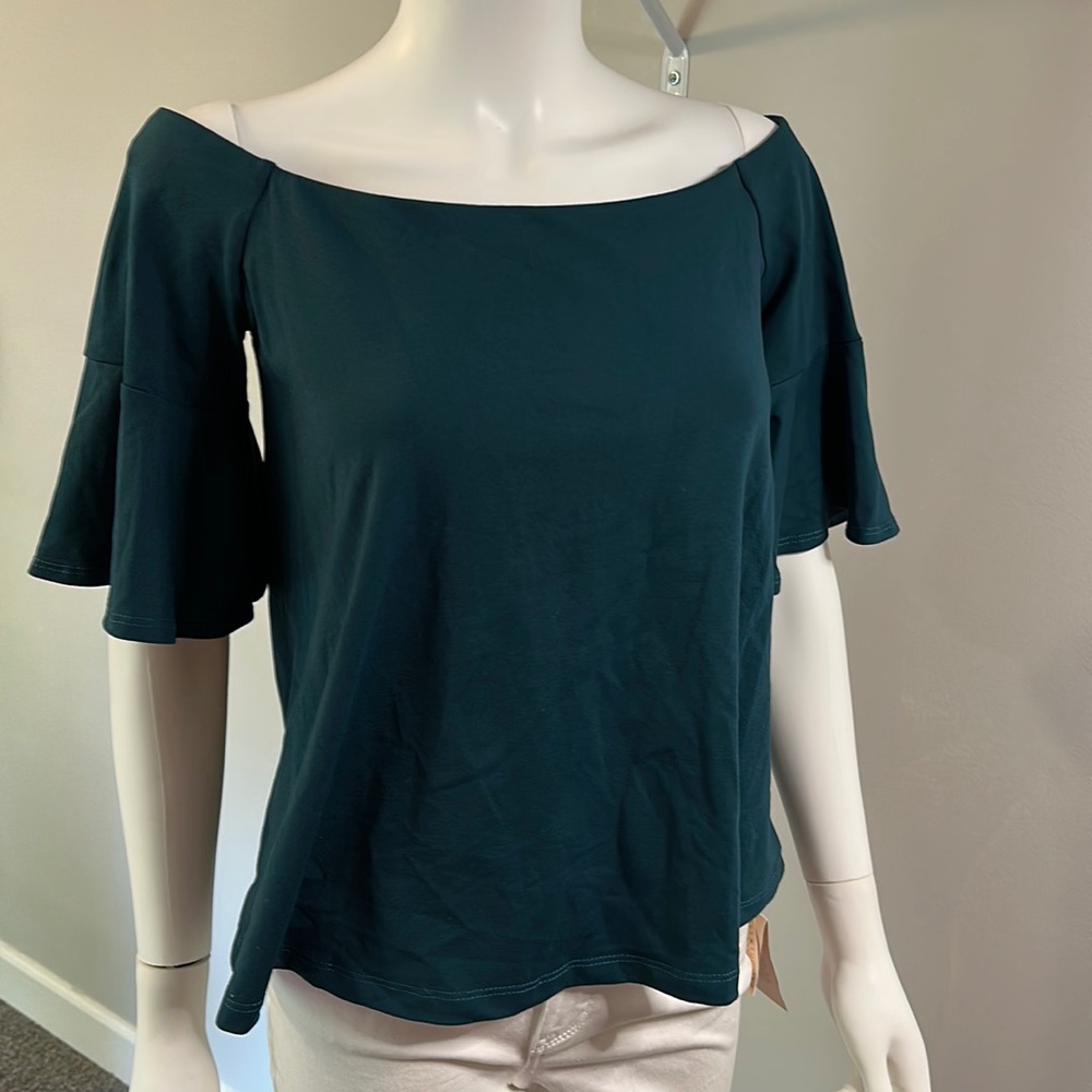NWT SMALL SUSANA MONACO DARK GREEN BLOUSE